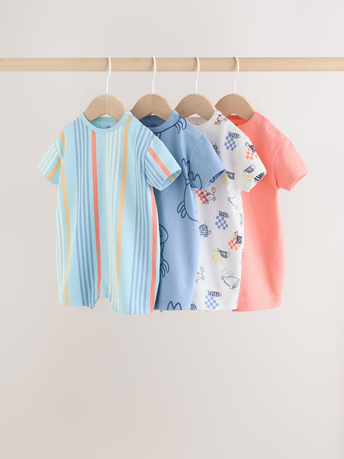 Coastal Crab Print Jersey Baby Rompers 4 Pack image 1