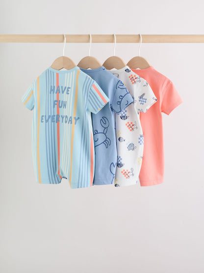 Coastal Crab Print Jersey Baby Rompers 4 Pack image 2