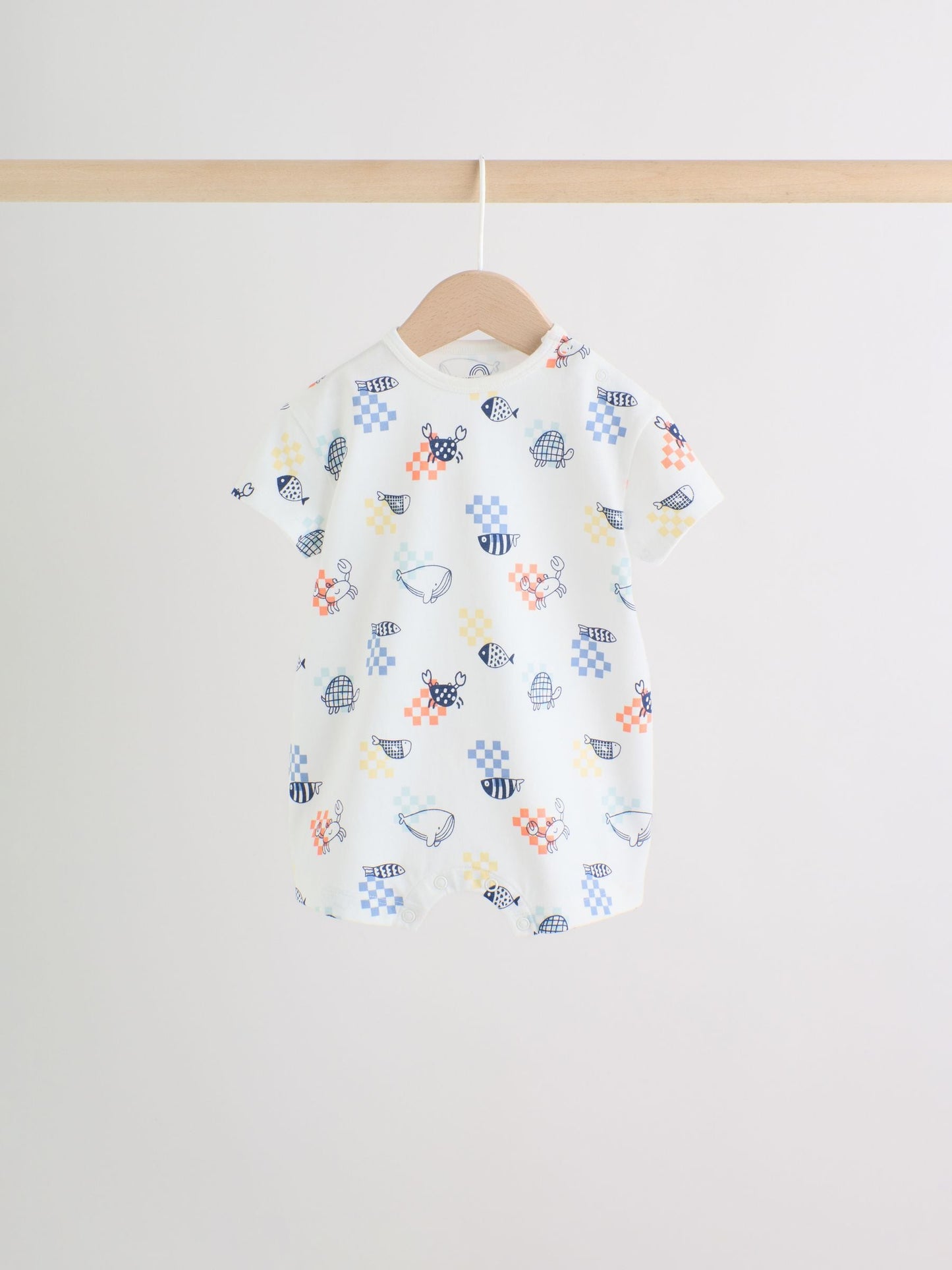 Coastal Crab Print Jersey Baby Rompers 4 Pack image 5