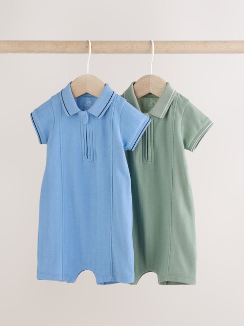 Blue/Green Jersey Collared Rompers Baby 2 Pack image 1