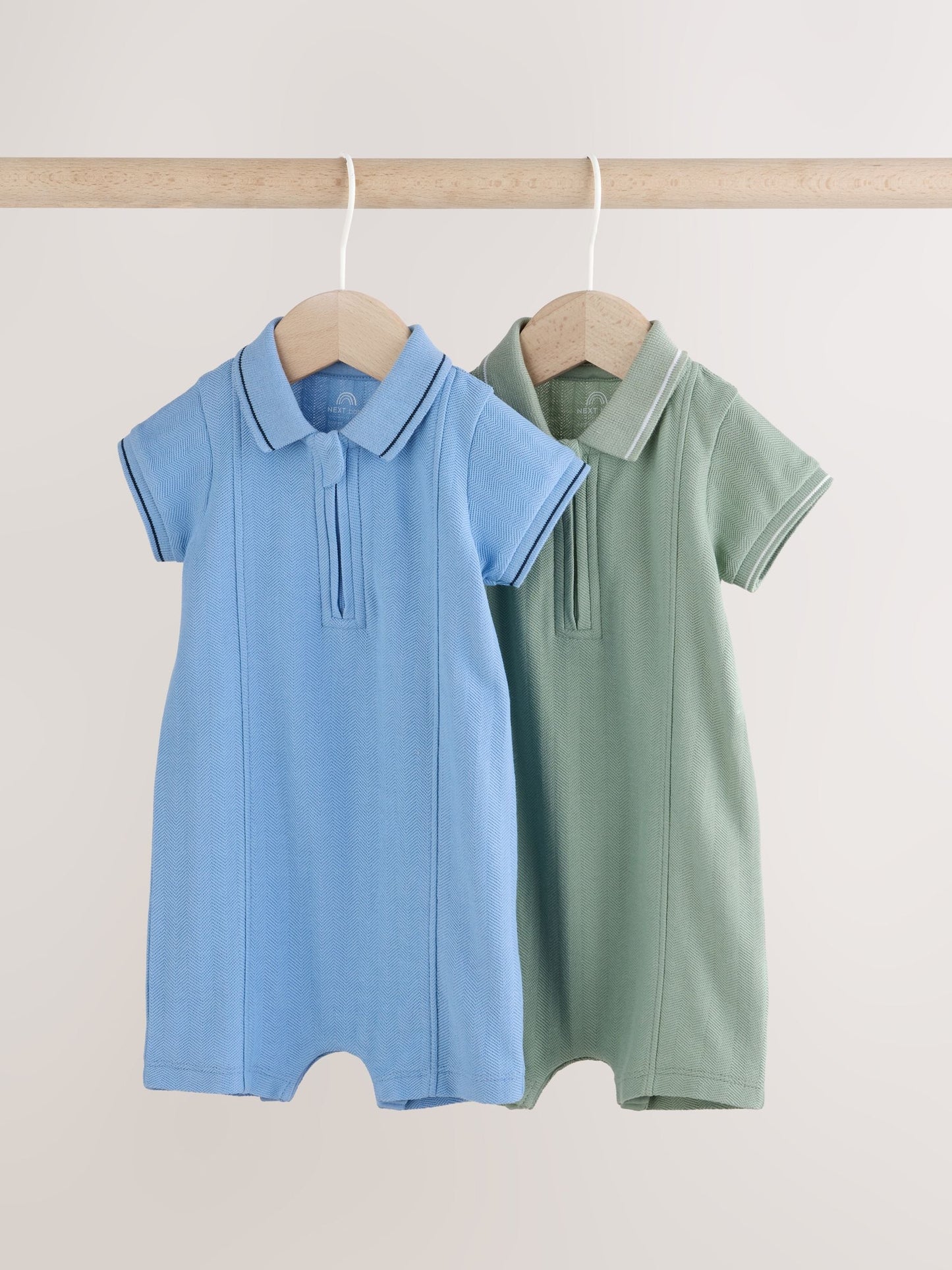 Blue/Green Jersey Collared Rompers Baby 2 Pack image 1