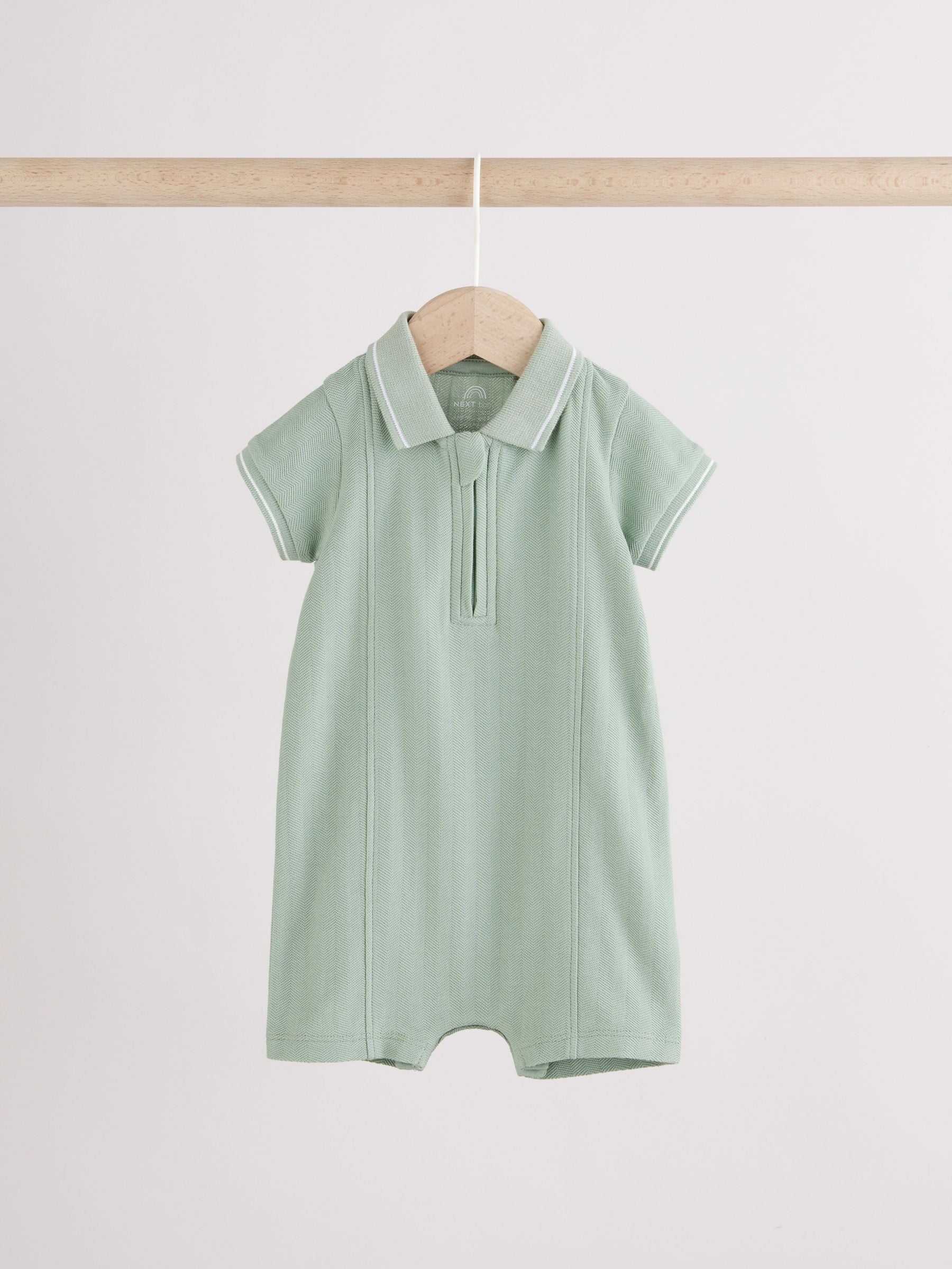 Blue/Green Jersey Collared Rompers Baby 2 Pack image 3