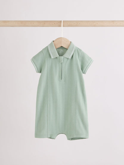 Blue/Green Jersey Collared Rompers Baby 2 Pack image 3