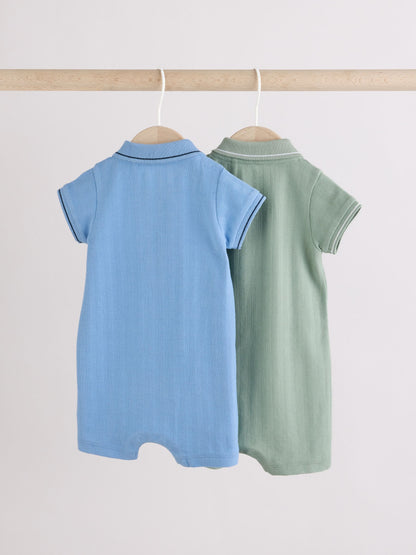 Blue/Green Jersey Collared Rompers Baby 2 Pack image 4
