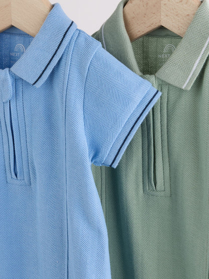 Blue/Green Jersey Collared Rompers Baby 2 Pack image 6
