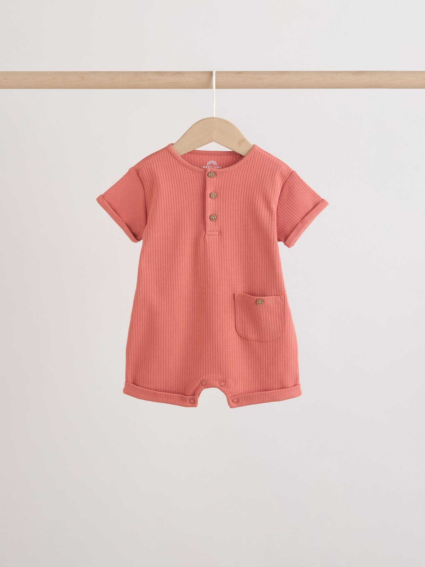 Orange Grandad Button Neck Baby Rompers 4 Pack image 4