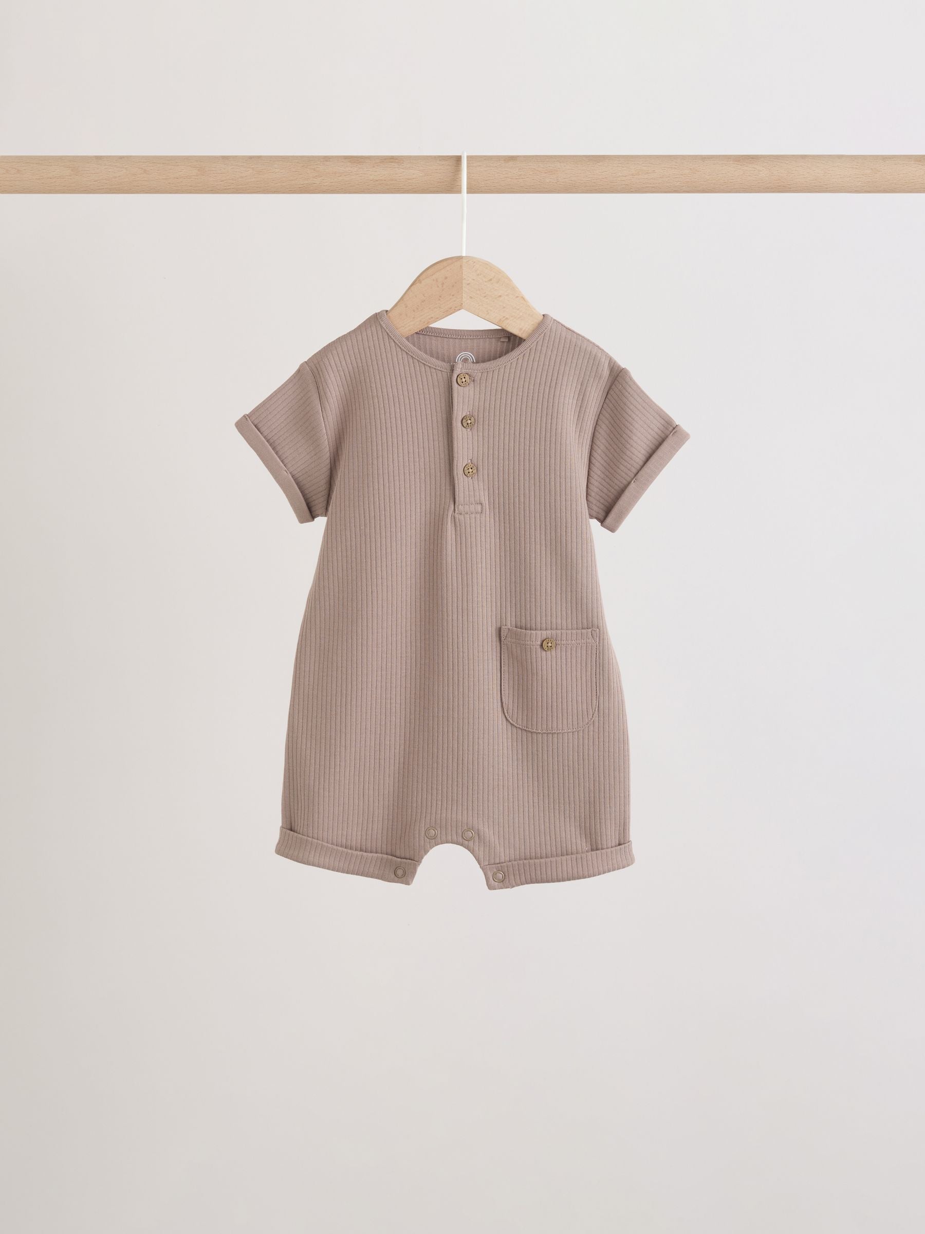 Orange Grandad Button Neck Baby Rompers 4 Pack image 5