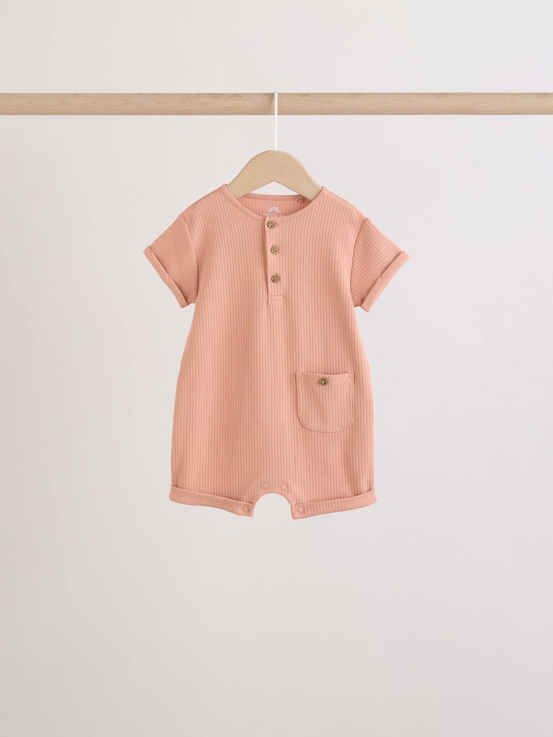 Orange Grandad Button Neck Baby Rompers 4 Pack image 6