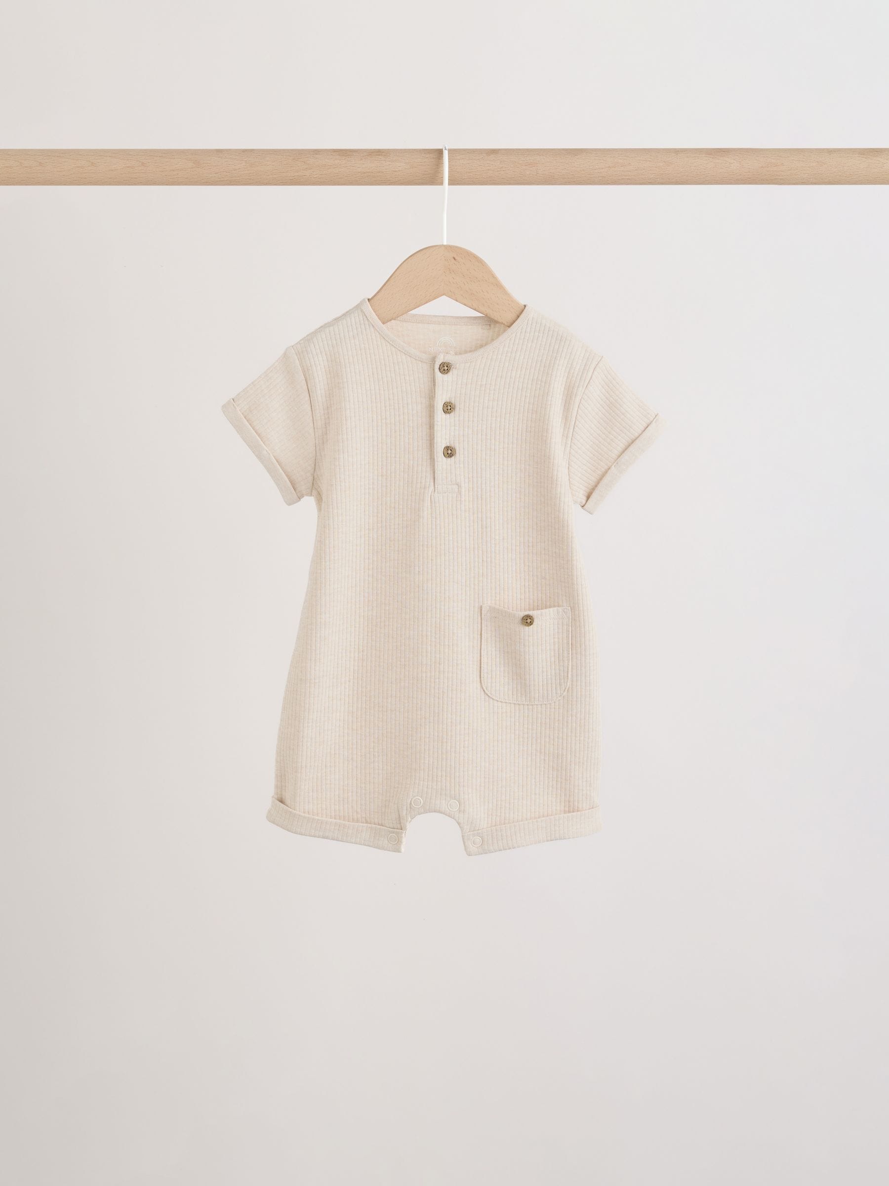 Orange Grandad Button Neck Baby Rompers 4 Pack image 7