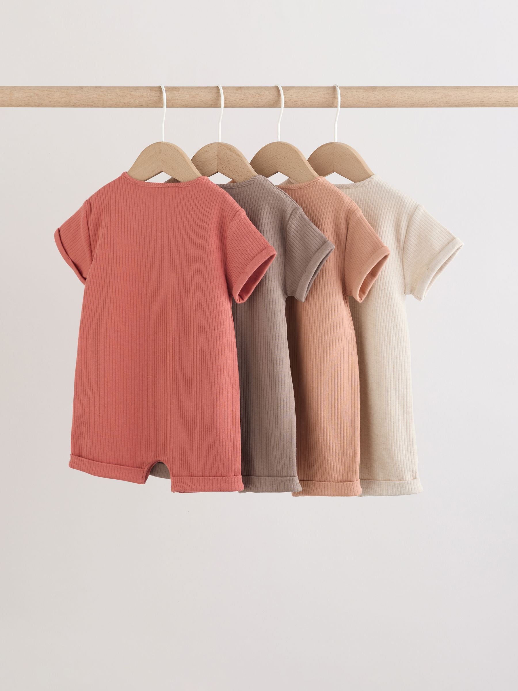 Orange Grandad Button Neck Baby Rompers 4 Pack image 8