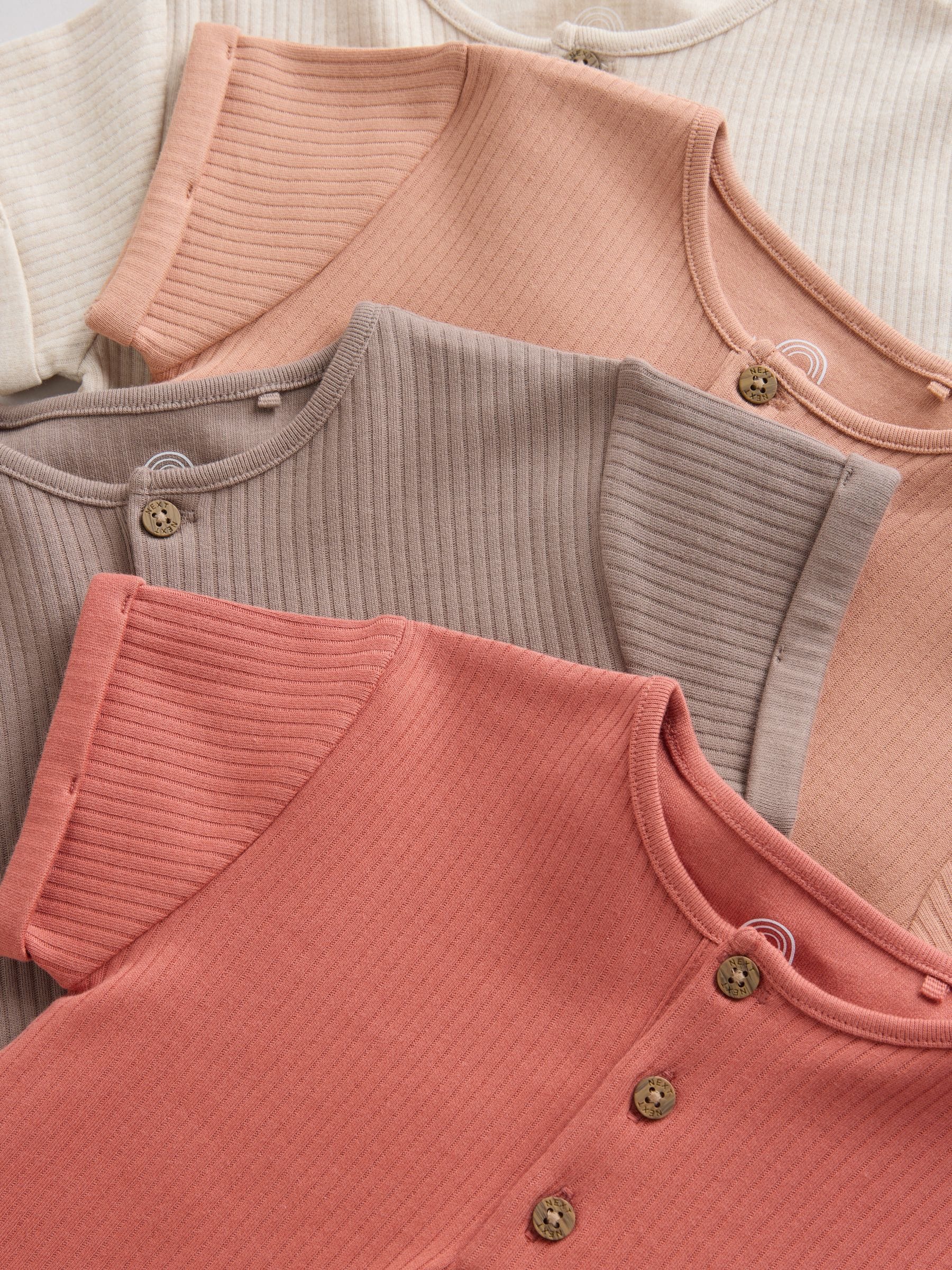 Orange Grandad Button Neck Baby Rompers 4 Pack image 9