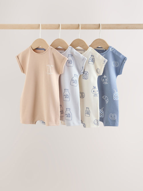 Blue/Neutral Milk Club Jersey Baby Rompers 4 Pack image 1