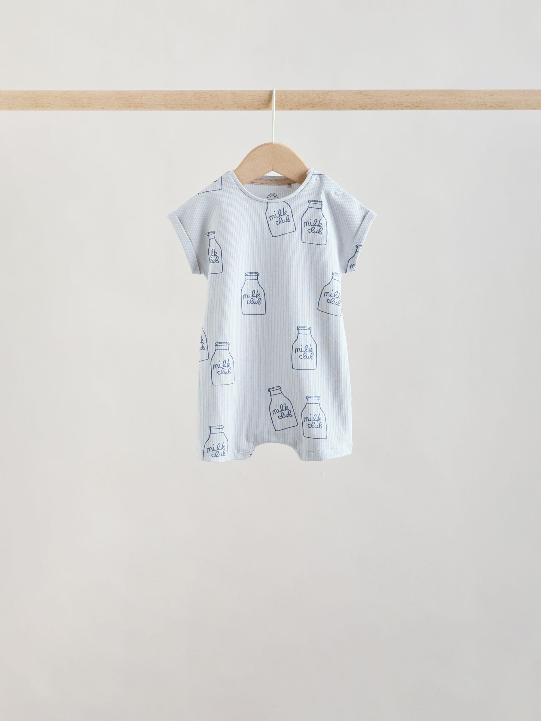 Blue/Neutral Milk Club Jersey Baby Rompers 4 Pack image 5
