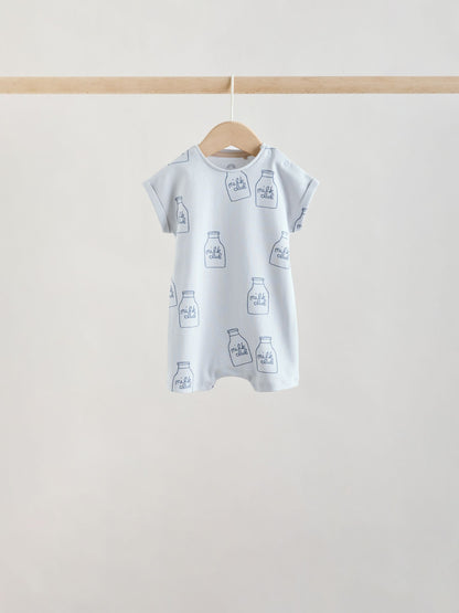 Blue/Neutral Milk Club Jersey Baby Rompers 4 Pack image 5
