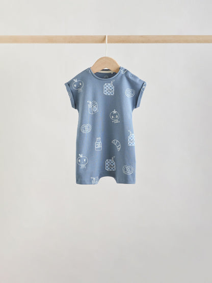 Blue/Neutral Milk Club Jersey Baby Rompers 4 Pack image 7