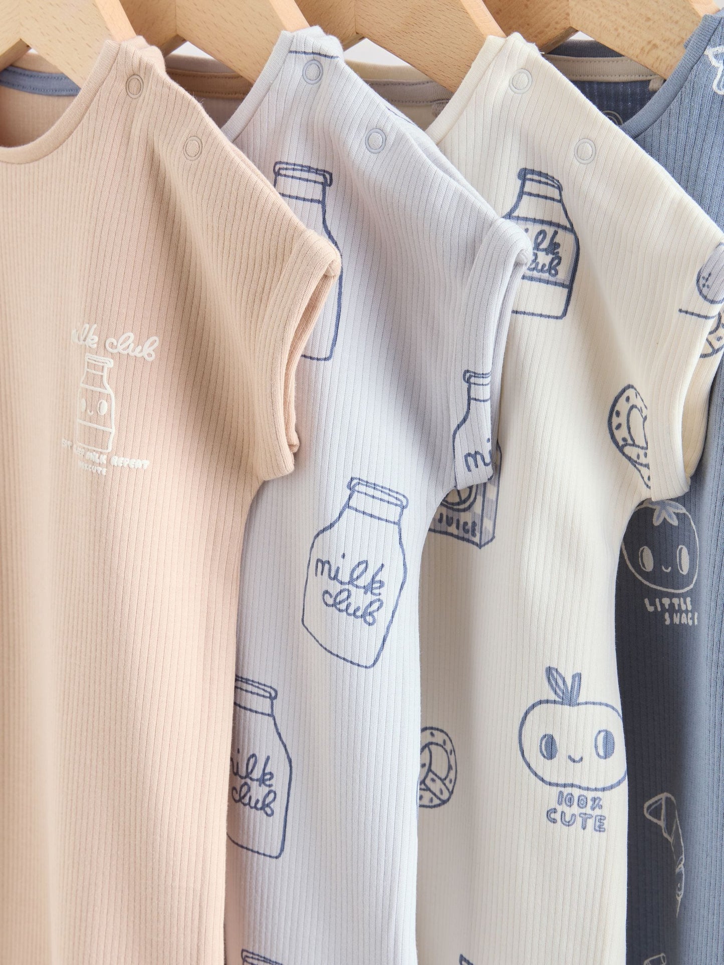 Blue/Neutral Milk Club Jersey Baby Rompers 4 Pack image 8