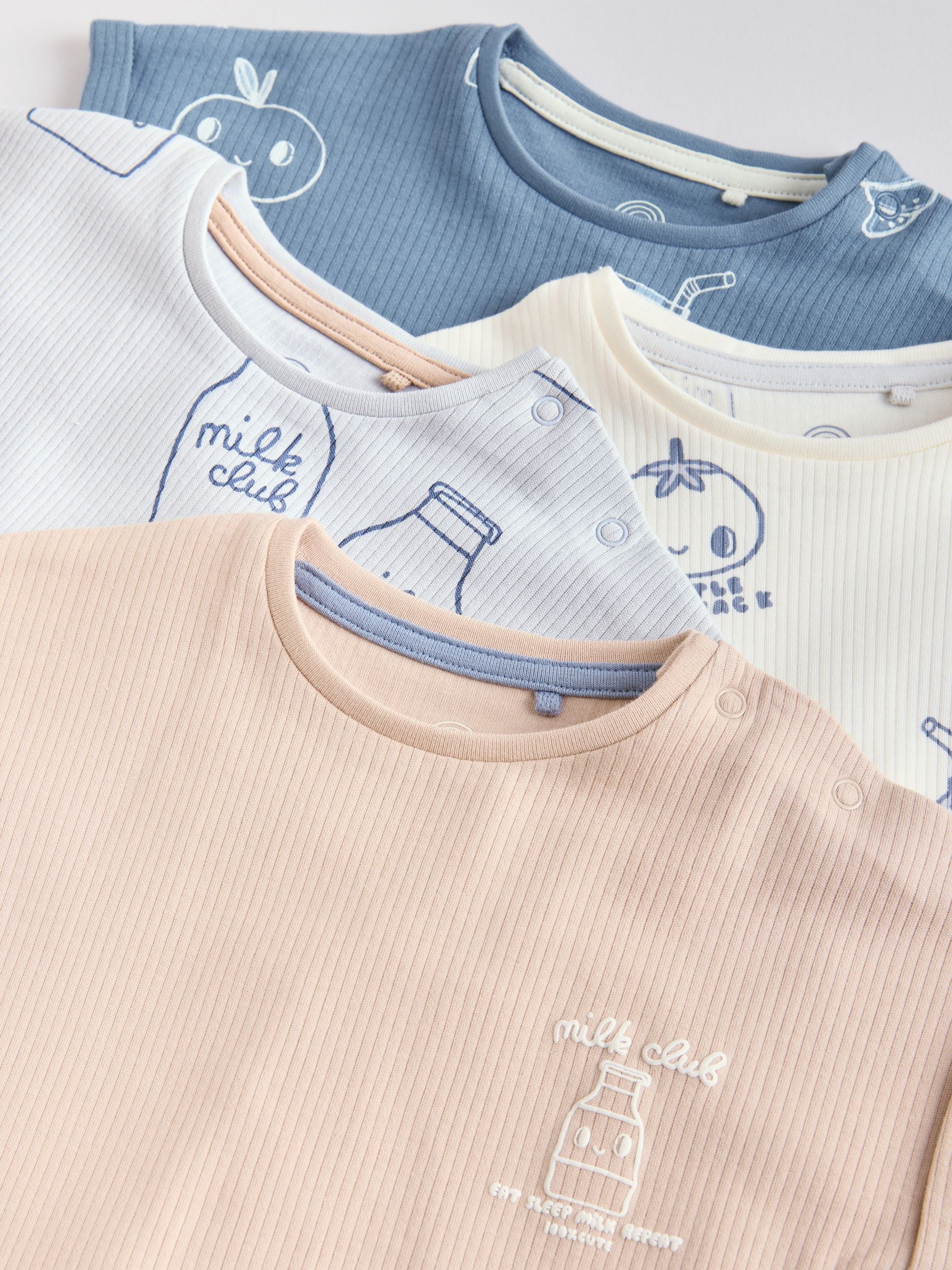 Blue/Neutral Milk Club Jersey Baby Rompers 4 Pack image 9