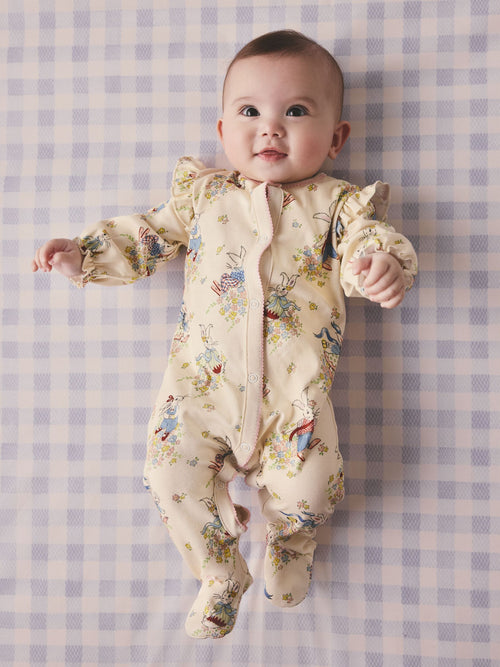 Cream Bunny Cath Kidson Bunny Baby Sleepsuit image 1