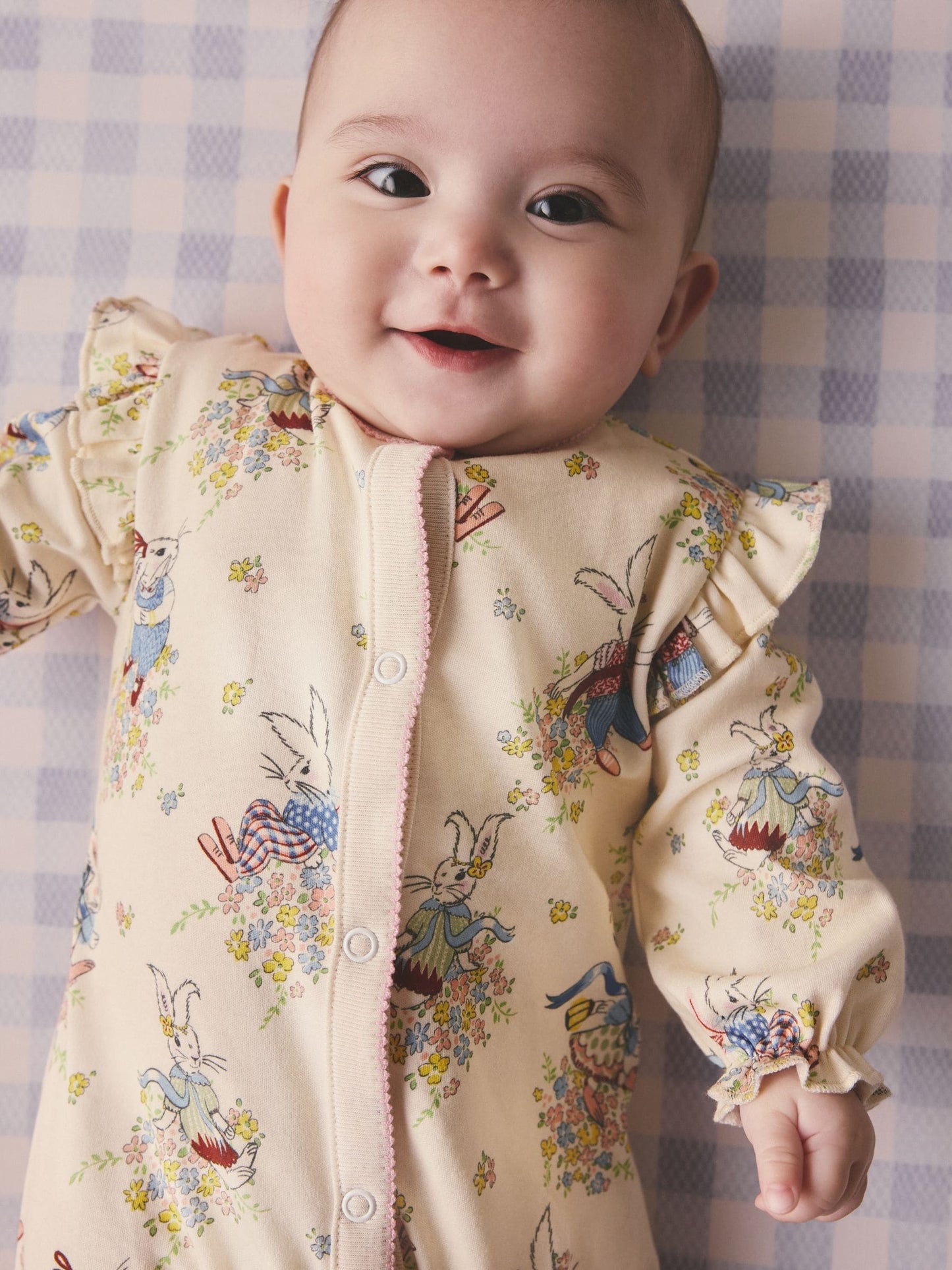 Cream Bunny Cath Kidson Bunny Baby Sleepsuit image 3