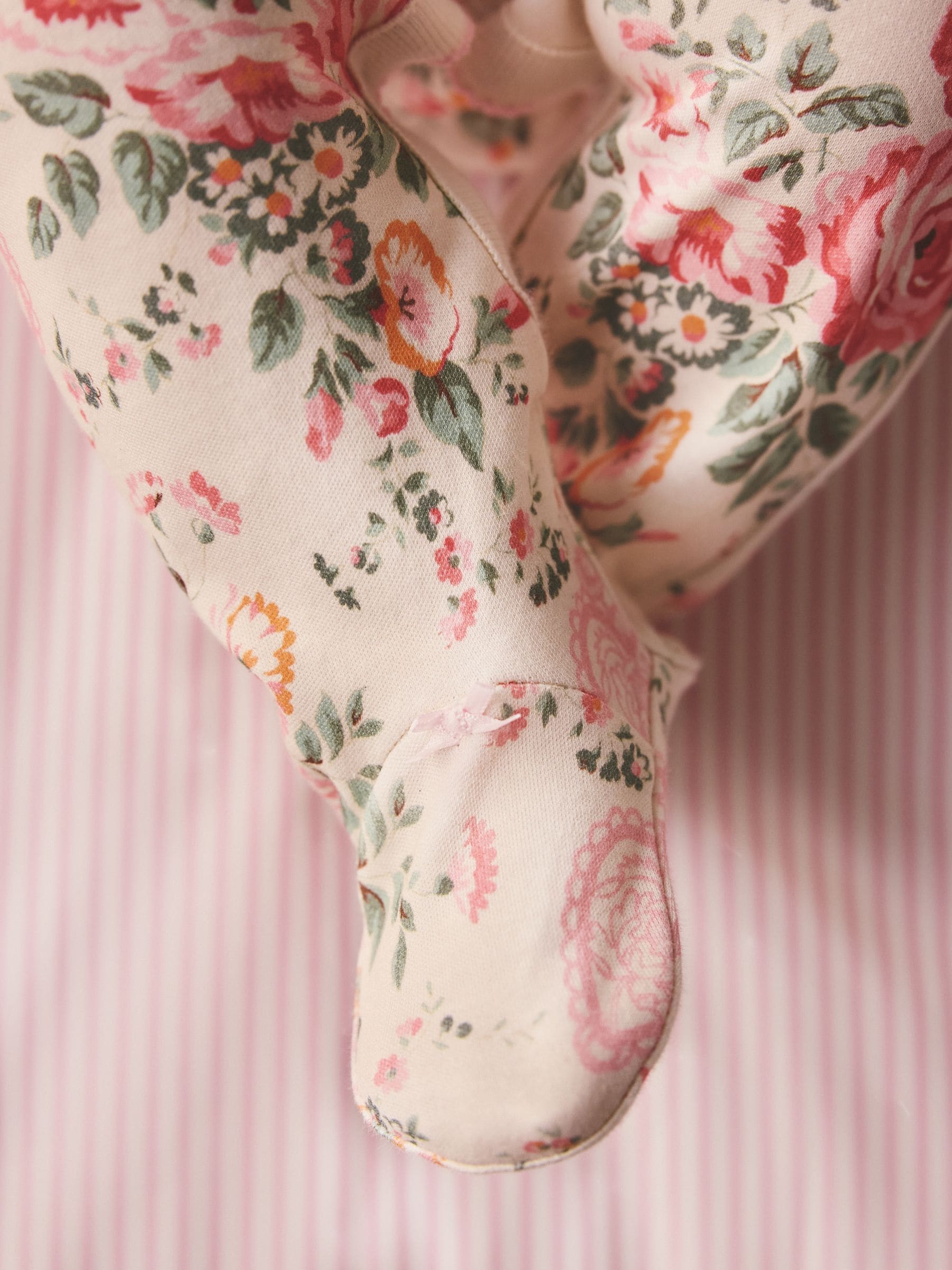 Pink/Cream Cath Kidston Baby Sleepsuit image 3