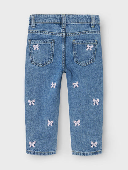 Dsiney Kidz - Name It Blue Bow Embroidery Mom Jeans image 4