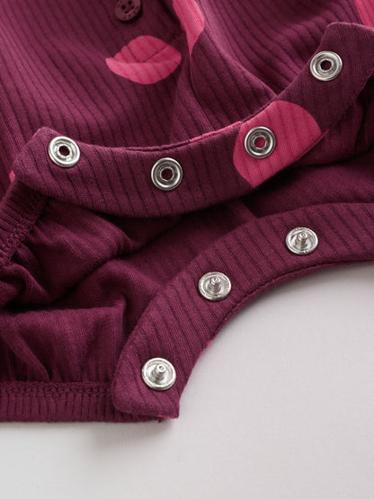 Pink Polka Dot Button Through Baby Rompers 3 Pack image 4