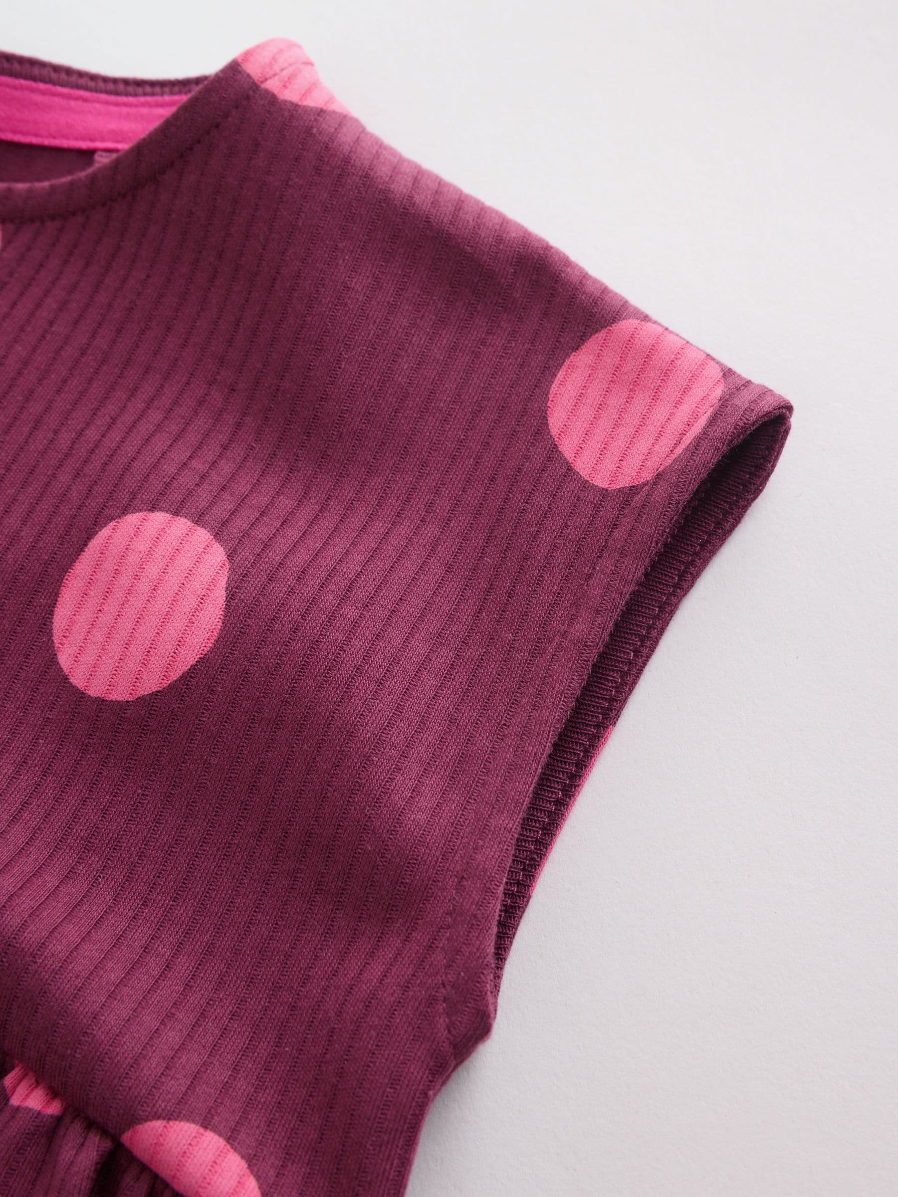 Pink Polka Dot Button Through Baby Rompers 3 Pack image 6