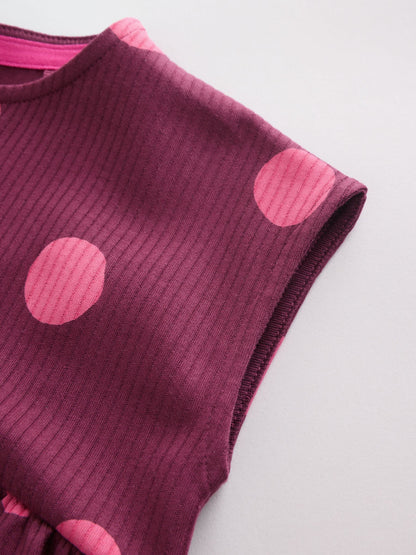 Pink Polka Dot Button Through Baby Rompers 3 Pack image 6