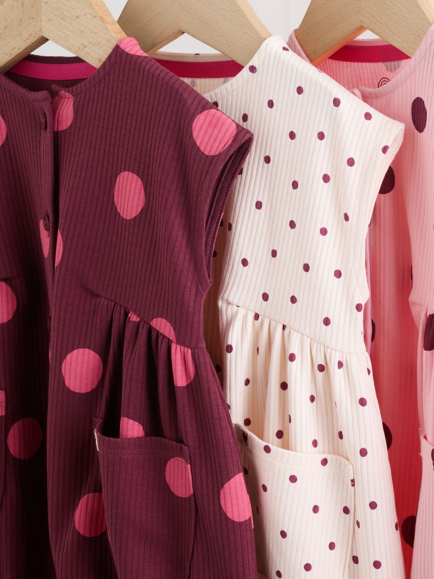 Pink Polka Dot Button Through Baby Rompers 3 Pack image 7