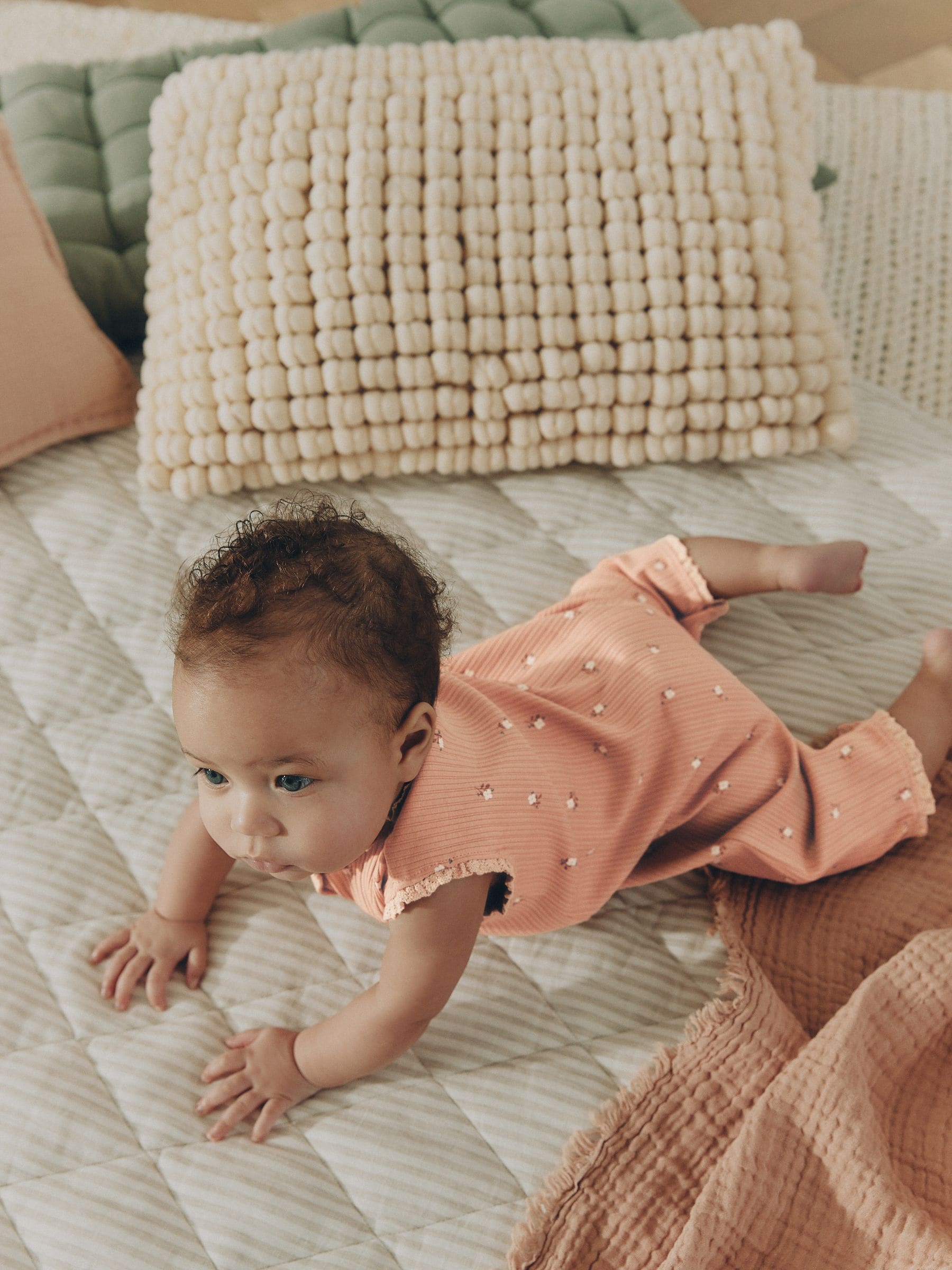 Brown Tonal Floral Printed Button Through Rompers 3 Pack image 3