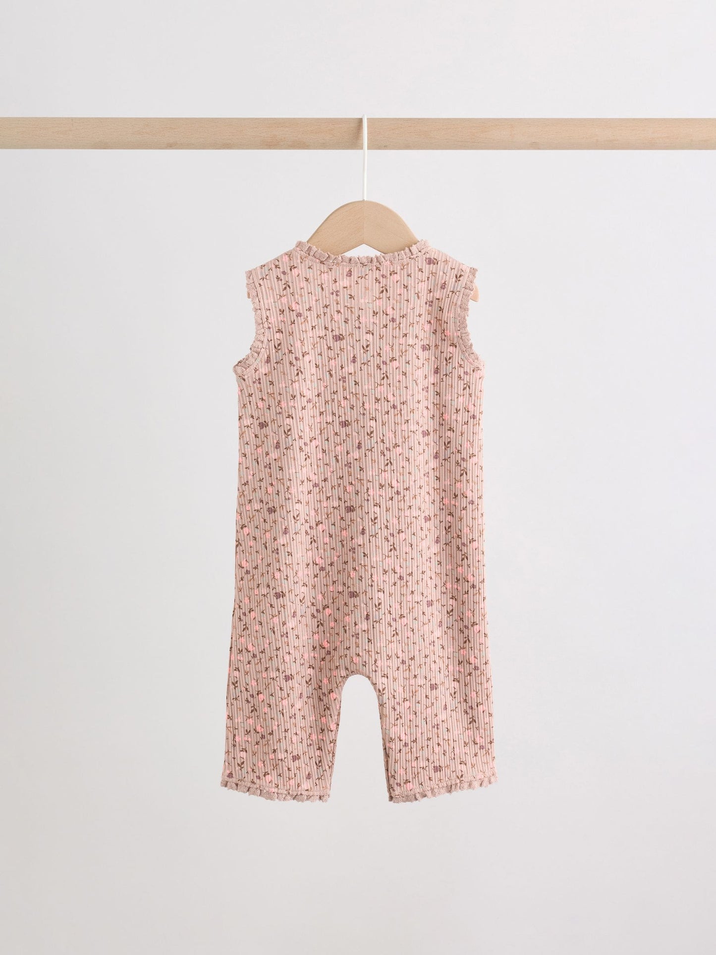 Brown Tonal Floral Printed Button Through Rompers 3 Pack image 7