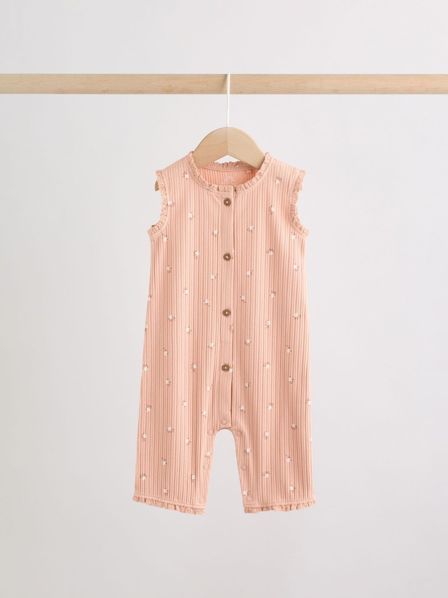 Brown Tonal Floral Printed Button Through Rompers 3 Pack image 8