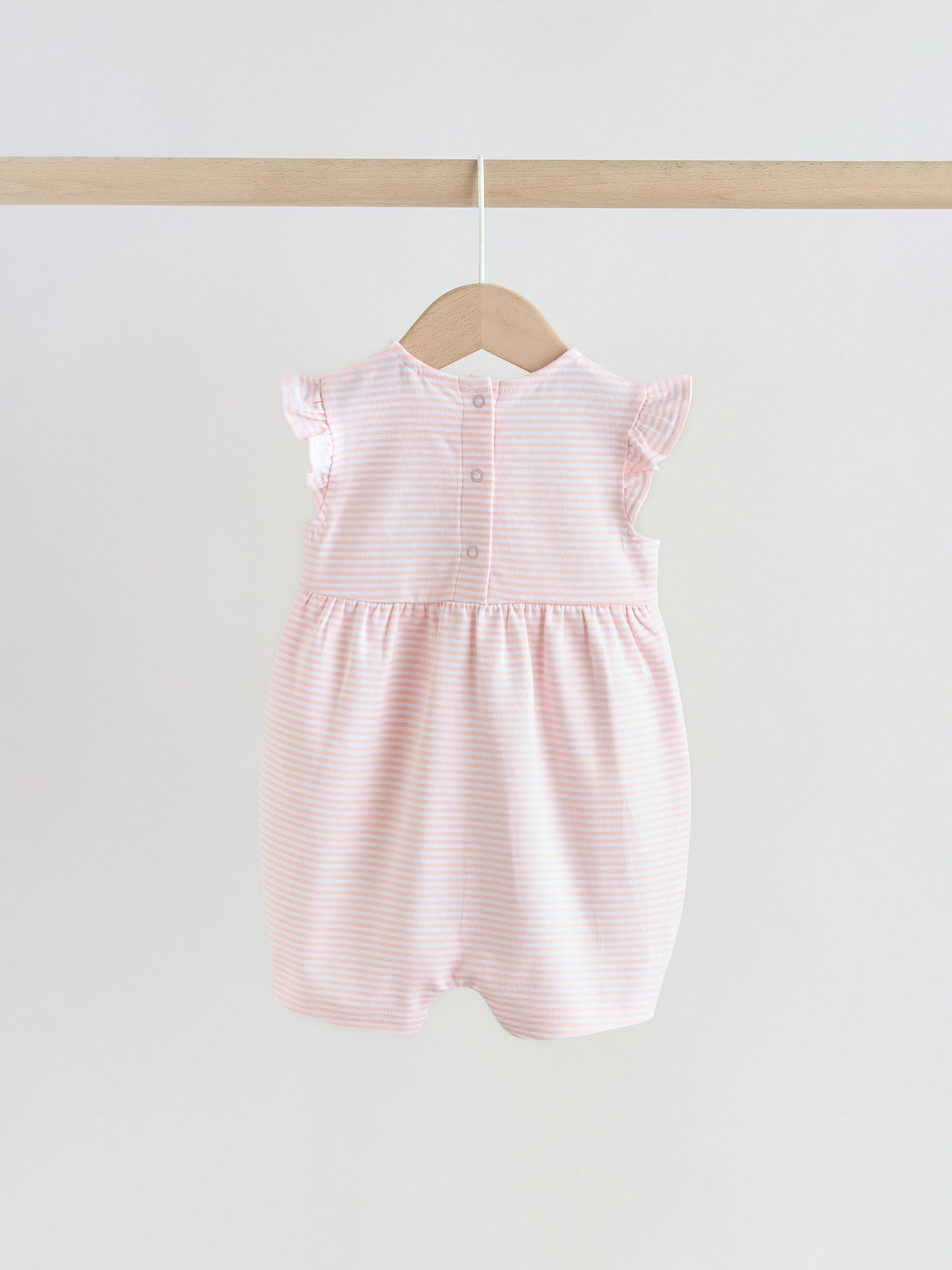 Pink Floral Frill Shoulder Baby Rompers 3 Pack image 4