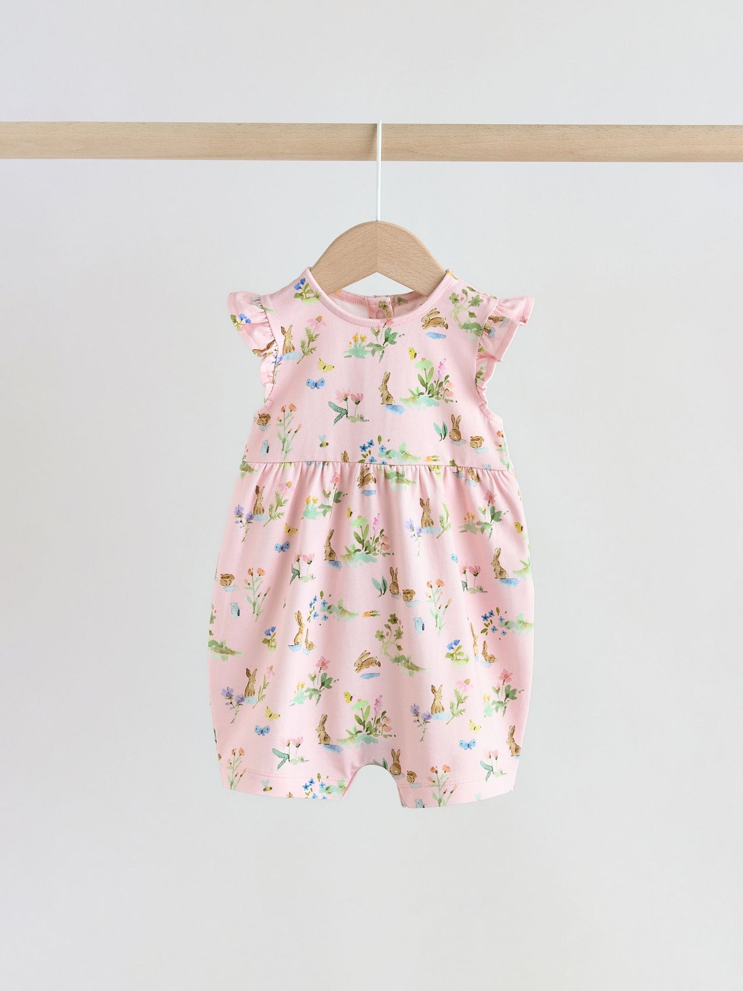Pink Floral Frill Shoulder Baby Rompers 3 Pack image 6
