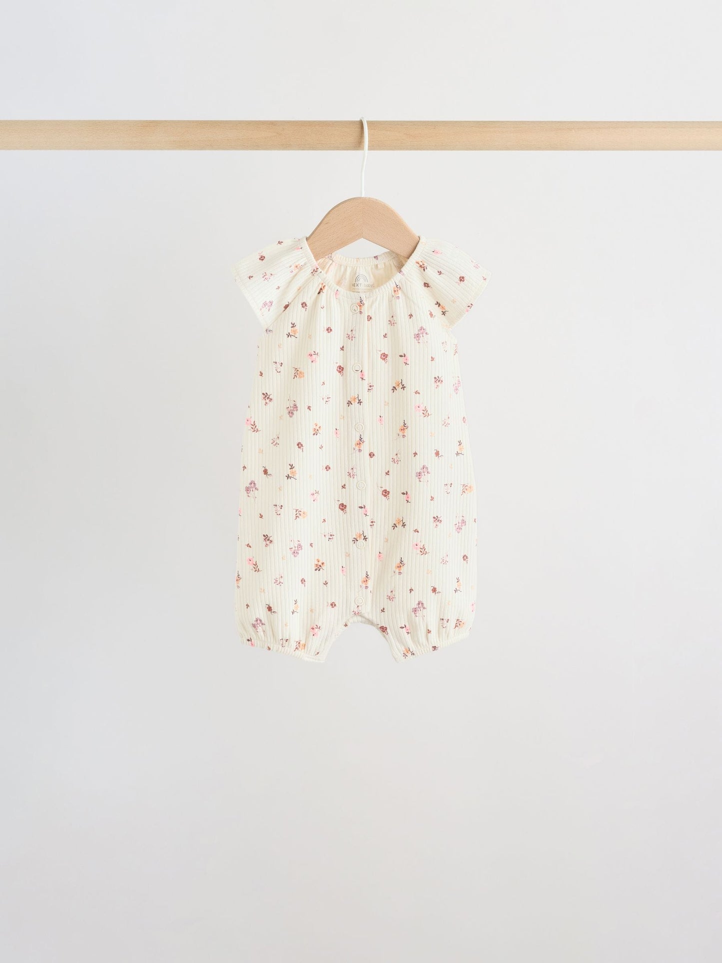 Neutral Floral Popper Through Jersey Baby Rompers 4 Pack image 3