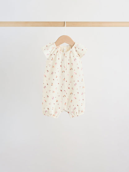 Neutral Floral Popper Through Jersey Baby Rompers 4 Pack image 3
