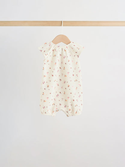 Neutral Floral Popper Through Jersey Baby Rompers 4 Pack image 4