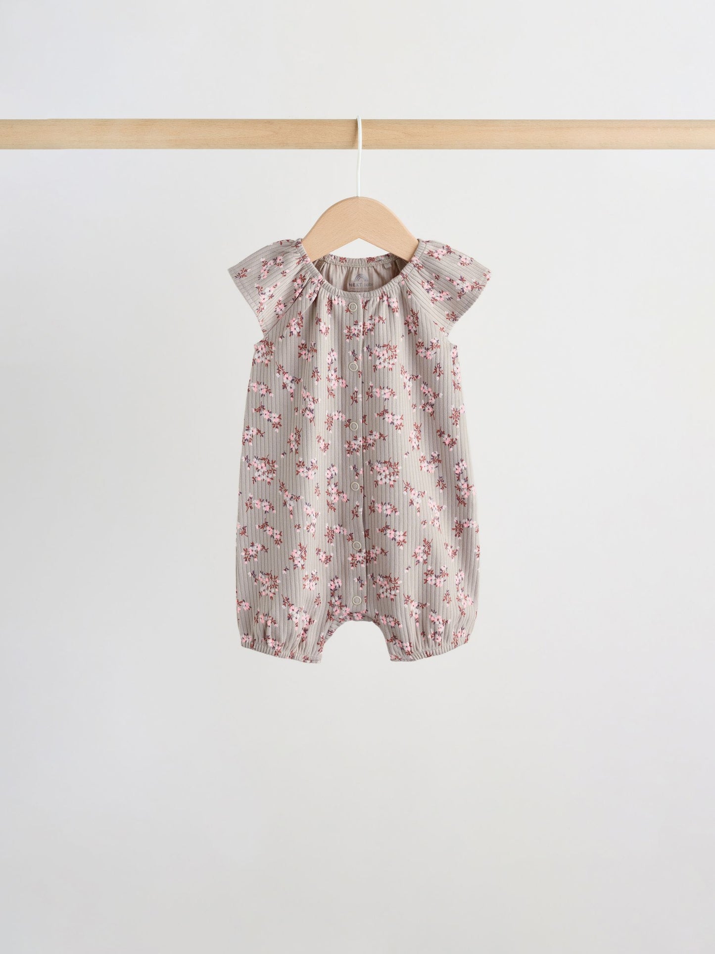 Neutral Floral Popper Through Jersey Baby Rompers 4 Pack image 5