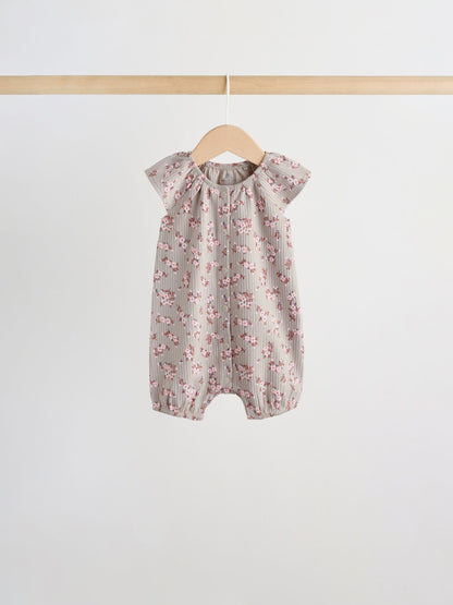 Neutral Floral Popper Through Jersey Baby Rompers 4 Pack image 5
