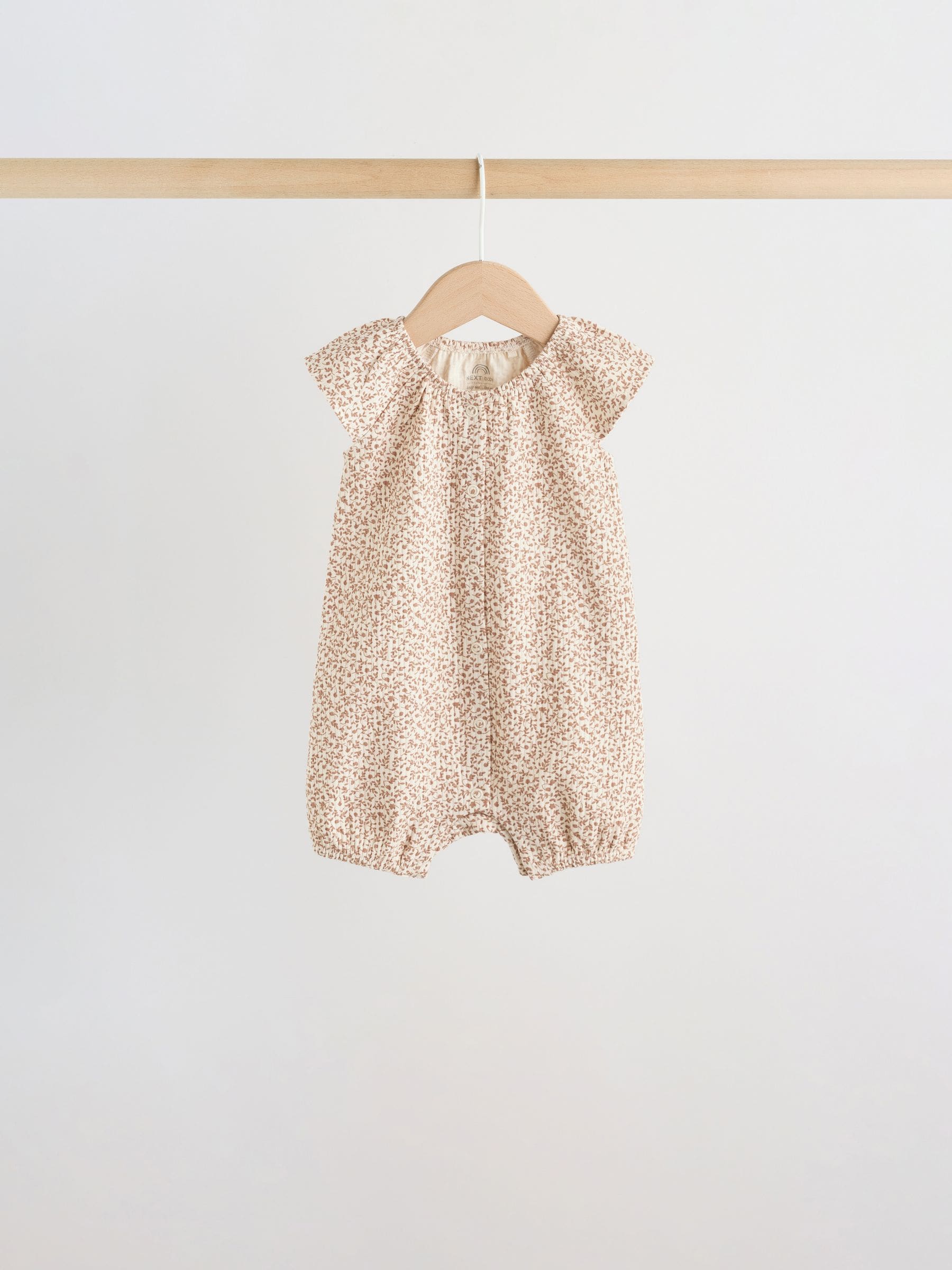 Neutral Floral Popper Through Jersey Baby Rompers 4 Pack image 6