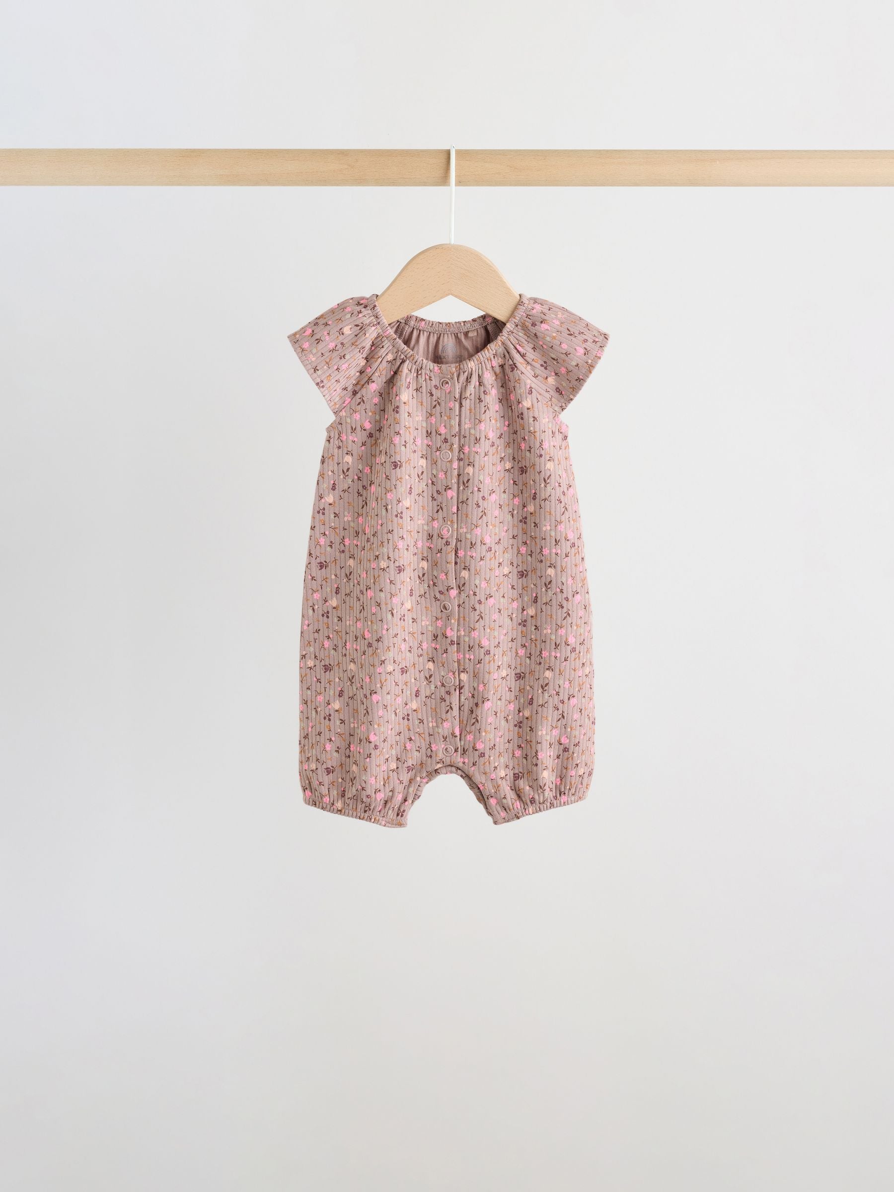 Neutral Floral Popper Through Jersey Baby Rompers 4 Pack image 7
