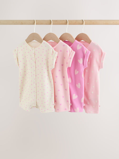 Pink Tonal Heart Popper Through Jersey Baby Rompers 3 Pack image 1