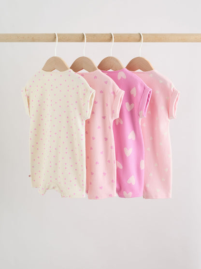 Pink Tonal Heart Popper Through Jersey Baby Rompers 3 Pack image 2