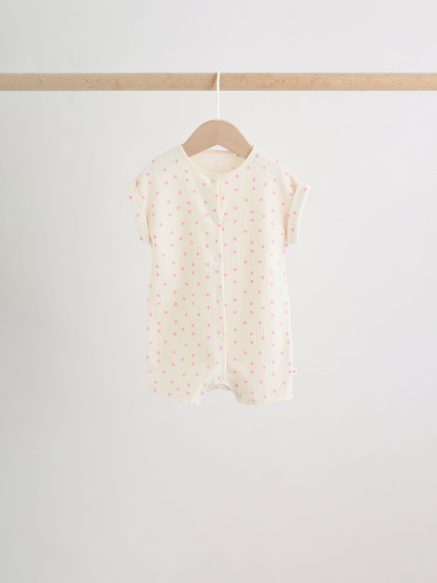 Pink Tonal Heart Popper Through Jersey Baby Rompers 3 Pack image 3