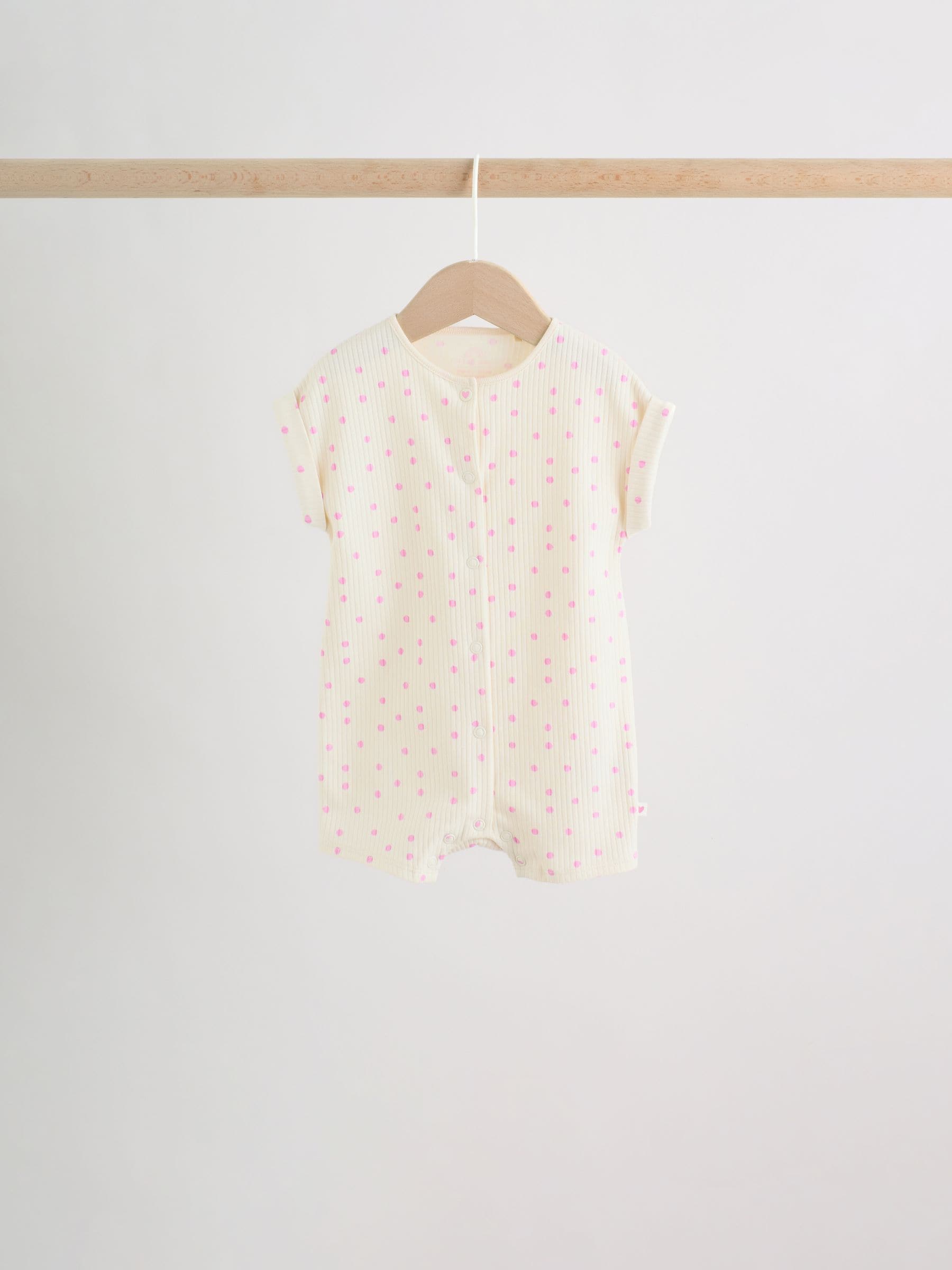 Pink Tonal Heart Popper Through Jersey Baby Rompers 3 Pack image 3