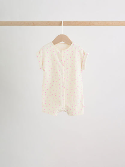 Pink Tonal Heart Popper Through Jersey Baby Rompers 3 Pack image 3