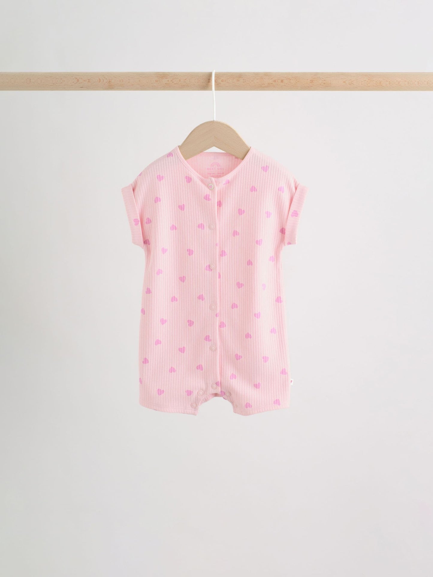 Pink Tonal Heart Popper Through Jersey Baby Rompers 3 Pack image 4