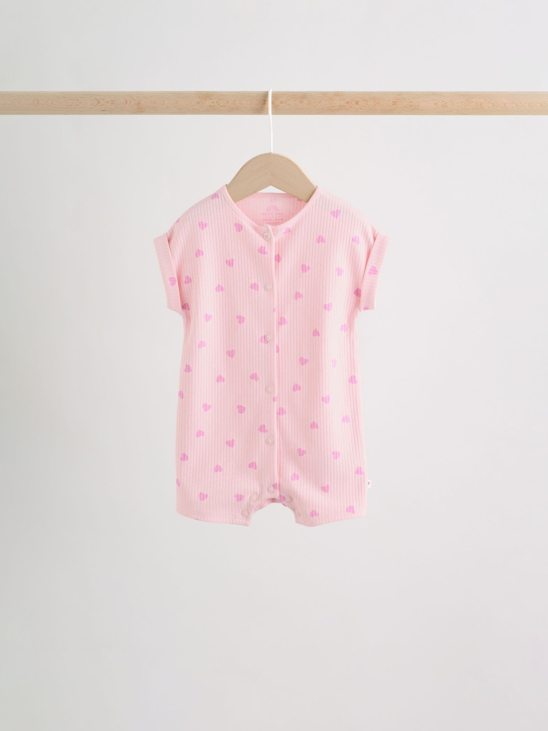 Pink Tonal Heart Popper Through Jersey Baby Rompers 3 Pack image 4
