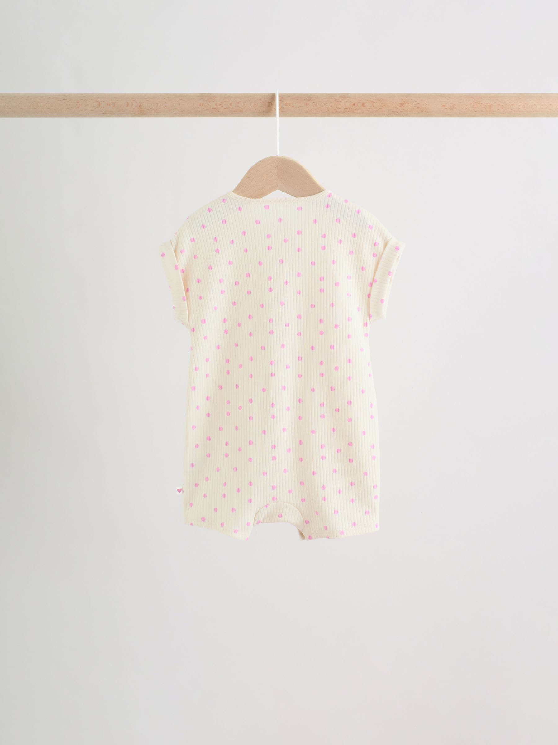 Pink Tonal Heart Popper Through Jersey Baby Rompers 3 Pack image 5
