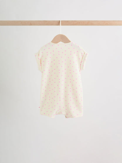 Pink Tonal Heart Popper Through Jersey Baby Rompers 3 Pack image 5